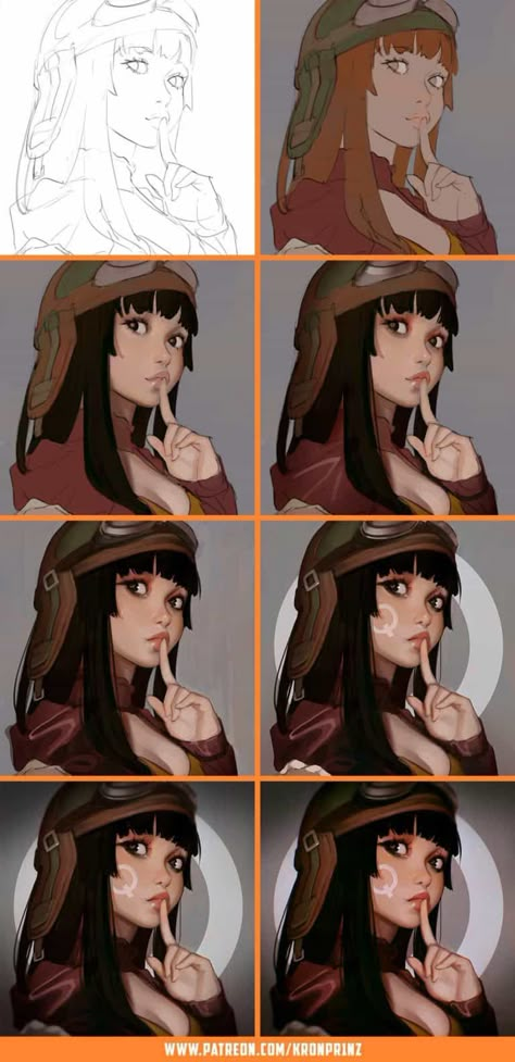 "Q" by Kuvshinov-Ilya (Process Picture) Digital Art Tutorial Photoshop, Ilya Kuvshinov, Digital Painting Photoshop, Painting Steps, Novel Game, Digital Painting Portrait, Blond Amsterdam, Digital Painting Techniques, Digital Art Beginner