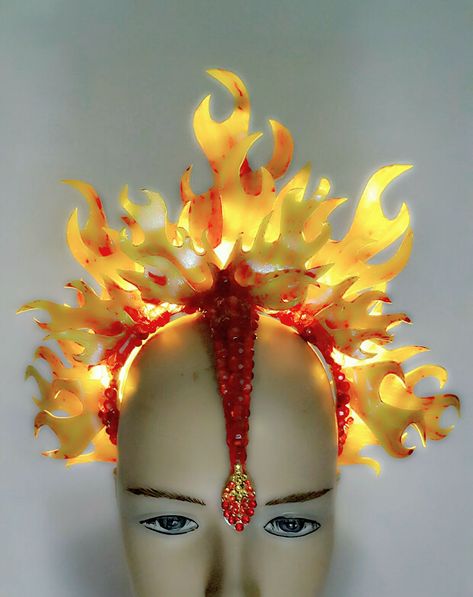 Fire Princess Costume, Day Of Dead Costume, Warrior Makeup, Fire Crown, Fire Costume, Fire Clothes, Fire Fairy, Cage Dress, Fairy Ears