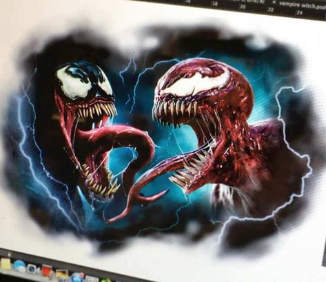 Tattoo photo - Venom and Carnage by Victor Del Fueyo Venom And Carnage, Deadpool Tattoo, Hulk Tattoo, Venom Tattoo, Werewolf Drawing, Spiderman Tattoo, Artsy Tattoos, Venom Art, Comic Tattoo