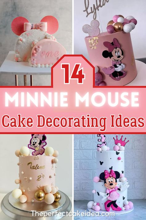 Looking for Minnie Mouse Cake Decorating Ideas? Whether you're simply looking for inspiration, or whether you want to recreate one of these cake designs yourself, you're in the right place. Here, you'll find 14 Wonderful Minnie Mouse cake decorating ideas, suited to both beginners and pros., including easy designs with instructions to recreate these beautiful cake ideas Minnie Mouse Cake Easy, Minnie Mouse Cake Ideas Simple, Mickey And Minnie Birthday Cake, Simple Minnie Mouse Cake, Oh Twodles Birthday Cake, Small Minnie Mouse Cake, Minnie Mouse Cake Ideas, Simple Mini Mouse Cake, Mouse Cake Ideas