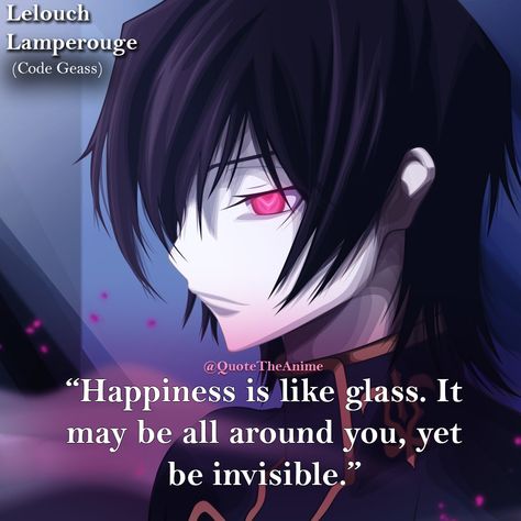 You can thank our family member @__anishholmes__ for requesting this quote  Quote Picture Art by: wall.alphacoders.com ———-//—————//———- #lelouchvibritannia #lelouch #lelouchlamperouge #codegeass #codegeassr2 #codegeasslelouchoftherebellion #codegeasslelouchoftherebellionr2 #animeloves #animeinsta #animeedit #animeedits #animequote #animequotes #animeindo #animeswag #otakuboy #otakulife #otakuindonesia #otakulove Code Geass Quotes, Lelouch Quotes, Anime Lines, Anime Quotes About Life, Quote Picture, Lelouch Lamperouge, Bag Packs, Happy Alone, Villain Quote