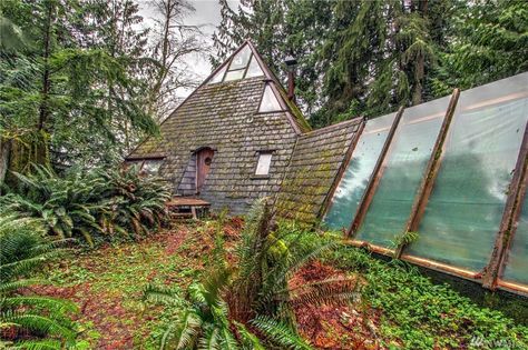 Pyramid-shaped '70s cabin offers funky retreat for $400K - Curbedclockmenumore-arrownoyes : It’s special alright Pyramid House, Snohomish Washington, Earthship Home, Shingle Siding, Homestead Survival, Frame House, A Frame House, Earthship, Eco House