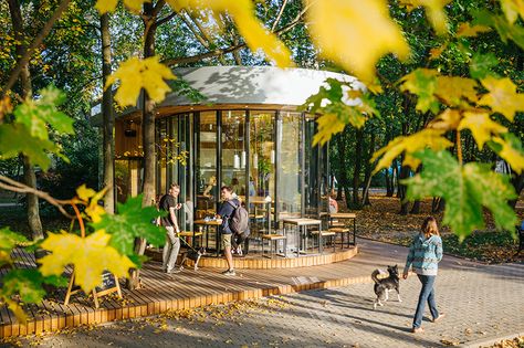 Cafe Pavilion, Nature Cafe, Park Cafe, Cafe Plants, Triangle Park, Wooden Cafe, Wooden Pavilion, Winter Outdoors, Park Pavilion