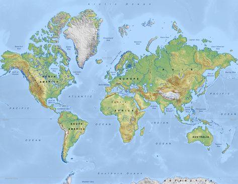 World Physical Map, World Map Template, Blank World Map, Structure Of The Earth, Maps Of The World, Australia Landscape, Continents And Oceans, Physical Map, Free Maps