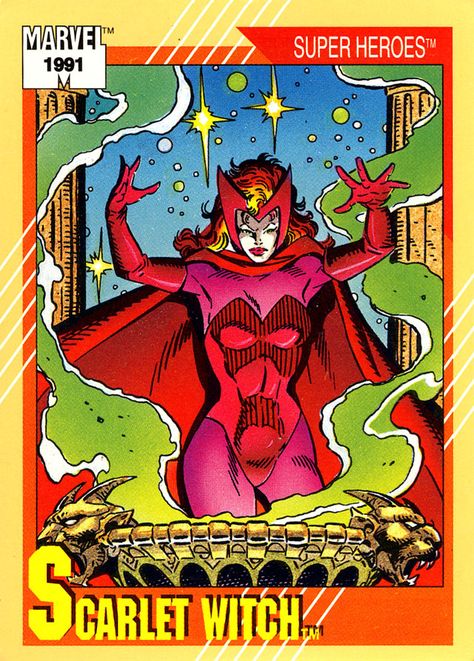 wanda maximoff scarlet witch marvel trading cards 1991 Marvel Trading Cards, Uncanny Avengers, Scarlet Witch Comic, Witch Comic, Marvel Comic Covers, Marvel Cards, Scarlet Witch Marvel, The Scarlet Witch, Scarlett Witch