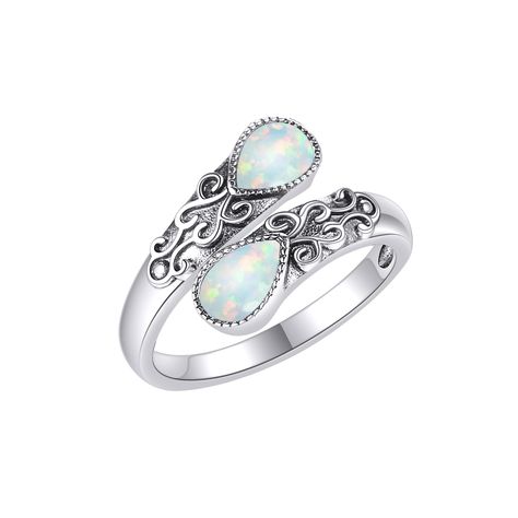 Opal wedding ring set