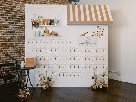 Custom seating display brewed for The Perfect Blend☕️ . . . Venue | @franciscangardens Planning | @louiseandthird Catering | @24carrotscatering Photography | @joncuphoto Videography | @ashleybeeco Floral Design | @crimson_floralco DJ | @shine.entertainment Invitations & Stationary | @copperwillowps Rentals | @sigpartyrentals & @bbjlatavola Hair/makeup | @studiommb Cake | @simplysweetcakery Escort Backdrop | @badercollective . . #custommade #fyp #fypage #coffee #cafe #explore #expl... Themed Seating Chart, Café Mocha, Coffee Cafe, Seating Chart, Seating Charts, French Inspired, Wedding Venue, Bridal Shower, Floral Design