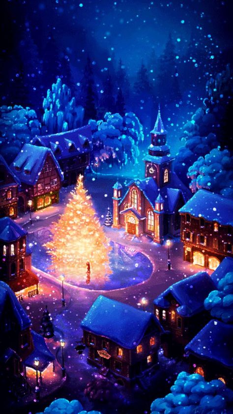 Gif Christmas, Winter Christmas Scenes, Merry Christmas Gif, Merry Christmas Pictures, Christmas Landscape, Christmas Scenery, Merry Christmas Images, Animated Christmas, Christmas Gif