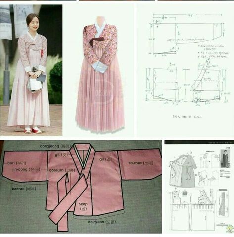 Hanbok Jeogori Pattern, Jeogori Pattern, Hanbok Pattern Sewing, Hanbok Pattern, Sakura Dress, Korea Dress, Dress Sewing Tutorials, Korean Traditional Dress, Modern Hanbok