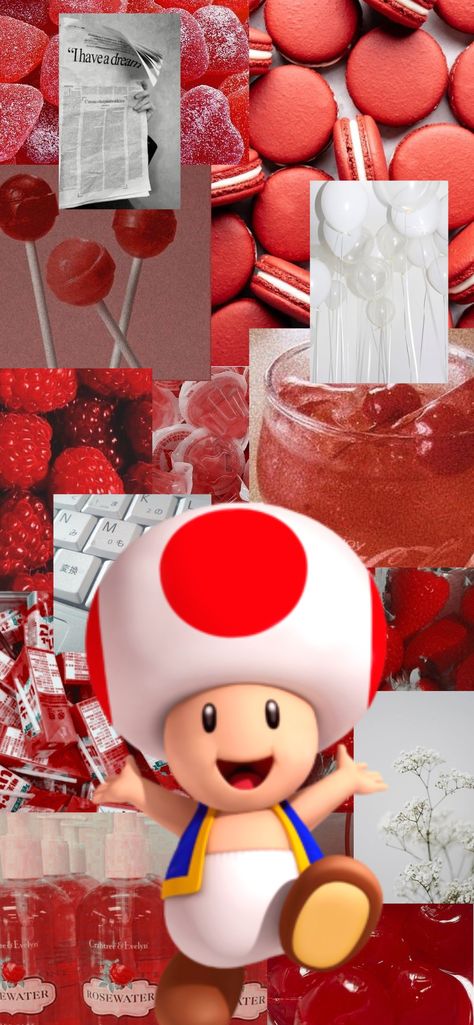 Red and white toad Mario aesthetic wallpaper Toad Mario Aesthetic Wallpaper, Toadette Wallpaper, Toad Mario Wallpaper Iphone, Mario Aesthetic Wallpaper, Mario Toad Wallpaper, Toad Mario Wallpaper, Mario Wallpaper Aesthetic, Toad Wallpaper, Toad Mario