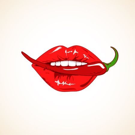 Chilli Branding, Chile Pepper Tattoo, Woman Lips, Traditional Chili, Lip Tattoos, Hottest Chili Pepper, Sketches Simple, Music Files, Red Hot Chili Peppers