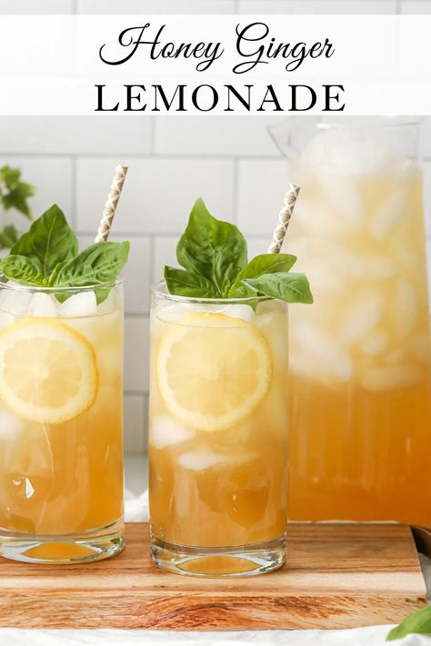 Hot Water With Lemon, Honey Lemonade, Water With Lemon, Honey Drink, Homemade Lemonade Recipes, Ginger Lemonade, Honey Ginger, Drinking Hot Water, Drink Recipes Nonalcoholic