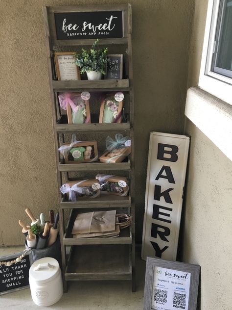 Home Bakery Porch Pickup, Sourdough Vendor Booth, Porch Pickup Ideas, Porch Pickup Box Ideas Small Business, Porch Pop Up Bakery, Porch Bakery Pop Up Shop, Porch Bakery, Porch Pick Up Bakery, Bakery Stand