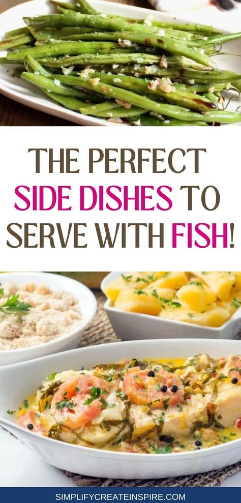 Planning what to serve with fish can be difficult when there are so many fish side dishes to choose from. You want a side dish that compliments the flavours of your seafood without overpowering it. Thankfully there are plenty of great options that will pair perfectly with your fish recipes. These side dishes for fish and seafood include healthy side dishes and hearty side dishes, twist on traditional fish and chips and sauces to serve with fish as well for a dinner the whole family will enjoy. Salad To Go With Fish Dinners, Fish Vegetables Recipes, Potatoes For Fish, Side Dishes For Halibut Dinners, Potato Side Dishes For Fish, Tilapia Recipes With Sides, Vegetables With Fish, What To Serve With Fish Side Dishes, Side Dishes For Fish Dinner Simple