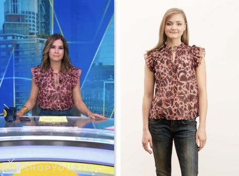 Good Morning America: July 2024 Rebecca Jarvis's Pink Printed Top Escape The Night, A Discovery Of Witches, Dallas Cowboys Cheerleaders, 90 Day Fiance, Tv Show Fashion, Brooklyn Nine Nine, Eva Longoria, Good Morning America, America's Got Talent