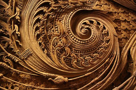 Intricate Wood Carving in one of the restaurant in Chiang Mai which also features traditional Thai culture   by bbluerr, via Flickr Texture Reference, Engraving Patterns, Arte Viking, Wood Path, Door Ornament, Carving Sculpture, Alphabet Photography, Wooden Sculptures, Art Chinois