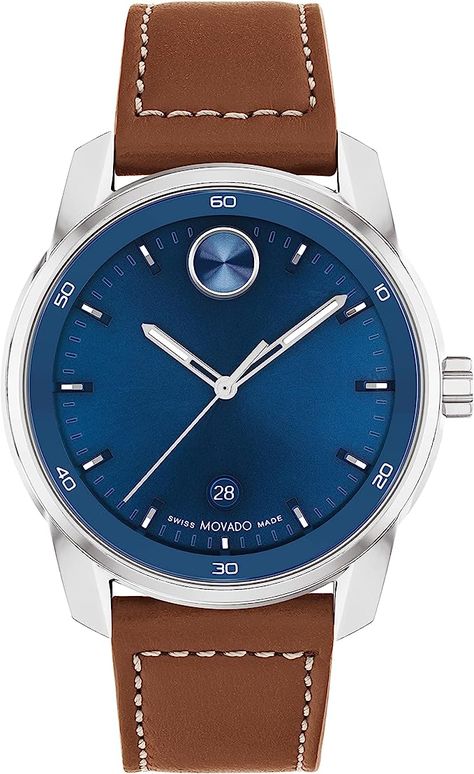 Available at a lower price from other sellers that may not offer free Prime shipping.
Time for a Refresh: Signature style, our iconic stainless steel case with cognac leather band style upgrades any look.
Modern Designed: Men's regular Movado Bold, stainless steel case, blue dial with index, cognac leather strap.
Swiss Quartz Accuracy: Swiss quartz movement provides incredibly precise timekeeping, superior craftsmanship and minimal maintenance for a reliable and worry-free timepiece Movado Mens Watches, Movado Bold, Brown Leather Strap Watch, Movado Watch, Blue Watches, Leather Strap Watch, Brown Leather Strap, Stainless Steel Watch, Steel Blue