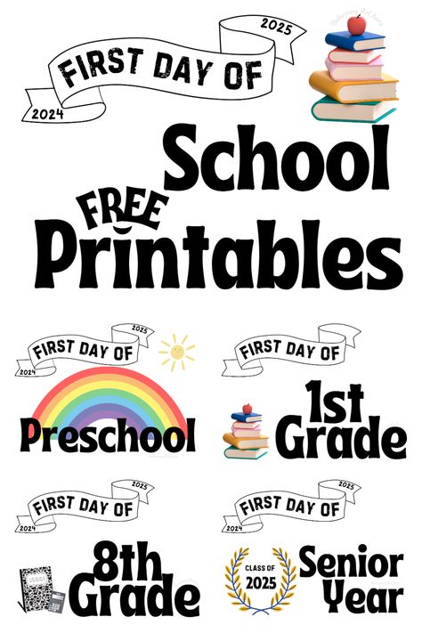 Back to school signs Free Welcome Back To School Printables, Free First Day Of School Printables, Back To School Signs 1st Day, First Day Of School Printables Free 2024, Back To School Printables Free, Free Printable Back To School Signs, Back To School Banner Free Printable, First Day Of School Sign Printable Free, Back To School Flag Printable