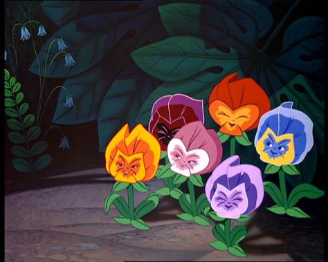 Flowers From Alice in Wonderland | Those pansies in Alice in Wonderland kind of freak me out, actually. Wonderland Flowers, Alice In Wonderland Flowers, Alice In Wonderland 1951, Disney Wiki, White Rabbits, Alice In Wonderland Party, Mad Tea Party, Disney Aesthetic, Stock Art