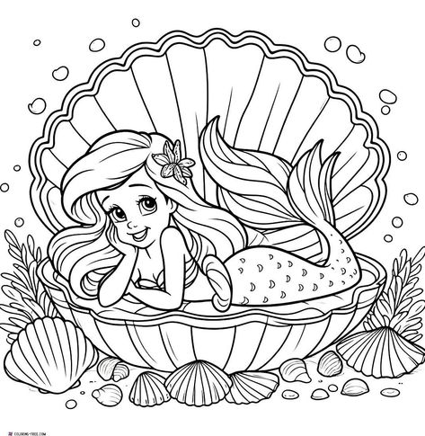 Images To Color Free Printable, Mermaid Colouring In Pages, Princess Coloring Pages Free Printable, Ariel Coloring Pages, Ariel Drawing, Mermaid Coloring Book, Disney Princess Colors, Disney Princess Coloring Pages, Monster Coloring Pages