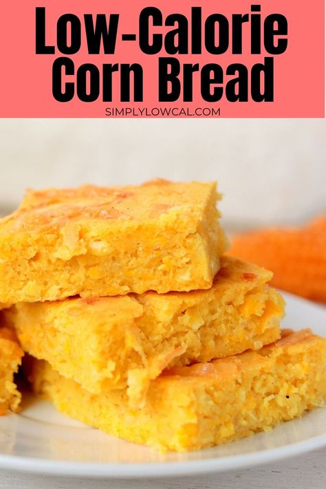 This Low Calorie Cornbread is buttery, perfectly sweetened and a great low fat and low sugar alternative to classic cornbread. Serve a slice of cornbread with your favorite soup or chili recipes for a hearty meal. Low Calorie Cornbread, Low Calorie Fall Recipes, Thanksgiving Cornbread, Classic Cornbread, Healthy Cornbread, Low Calorie Bread, Fall Soup, Best Bread Recipe, Calorie Recipes