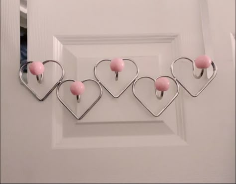 Pink Heart Chair, Heart Themed Bedroom, Coquette Door Decor, Heart Shaped Furniture, Heart Themed Room, Heart Room Decor, Cute Hangers, Heart Hangers, Heart Bedroom