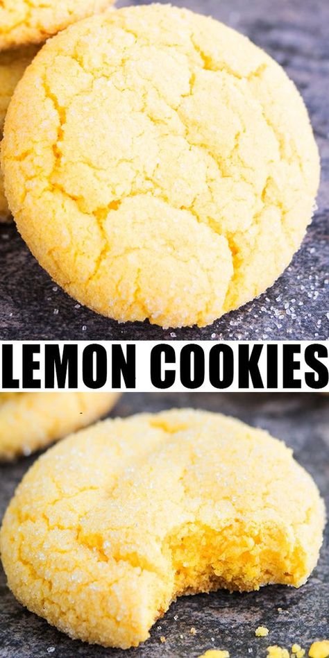 Lemon Cookies Easy, Quick Cookies Recipes, Resepi Biskut, Lemon Cookies Recipes, Cookies From Scratch, Lemon Sugar Cookies, Lemon Dessert Recipes, Lemon Flavor, Lemon Extract