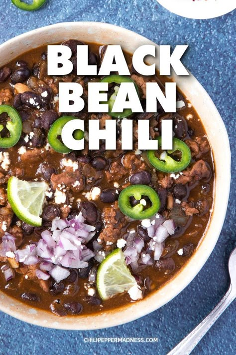 Recipe With Black Beans, Black Bean Chili Recipe, Chili Recipe With Black Beans, Recipe Crockpot, Bean Chilli, Bean Chili Recipe, Black Bean Recipes, Black Bean Chili, Chili Recipe Crockpot