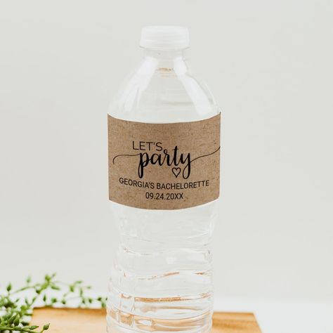 Country Engagement Party, Brown Wedding Themes, Water Bottle Labels Wedding, Wedding Water Bottles, Simple Bridal Shower, Bachelorette Party Supplies, Wild Night, Bachelorette Decorations, Water Bottle Label