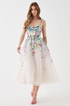 Floral Organza Dress, Dresses Organza, Queen Summer, Floral Evening Dresses, Courthouse Elopement, Evening Gala, Organza Dress, Soft Gamine, Floral Dresses