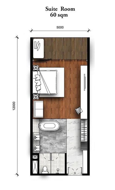 Floor Plan Rendering, Hotel Room Plan, Hotel Room Design Plan, Plan Rendering, Hotel Bedroom Design, 2d Floor Plan, Hotel Floor Plan, Open Bathroom, Hotel Floor