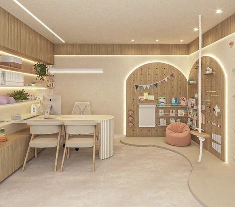 Pediatrician Aesthetic Office, Pediatrician Office Design, Pediatric Therapy Clinic Design, Kids Clinic Interior Design, Pediatric Office, Pediatrician Office, Children's Clinic, Pediatric Dental Office, Materials Board Interior Design