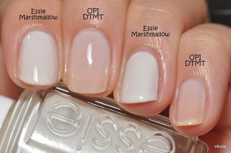 Marshmallow Nail Color, Essie Neutral Colors, Opi Bare My Soul Vs Put It In Neutral, Essie Nude Colors, Best Opi Nude Colors, Opi Dip Powder Colors Neutral, Opi Milky White, Essie Marshmallow, Sally Nails