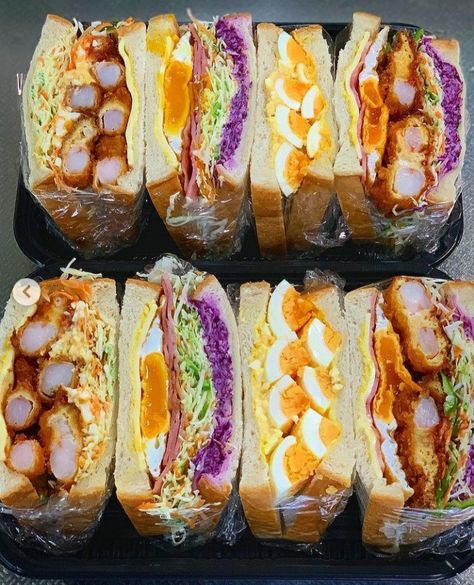 Thai Sandwich, Wanpaku Sandwich, Bento Sandwich, Sandwich Bento, Sandwhich Recipes, Sandwich Box, Sandwich Ideas, Food Package, Catering Ideas Food