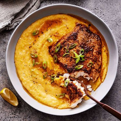 Grouper And Grits, Fish And Grits Breakfast, Cod And Grits, Blackened Catfish And Grits, Fish And Grits Sauce, Southern Brunch Recipes, Seafood And Grits, Fish & Grits Recipe, Catfish And Grits Soul Food