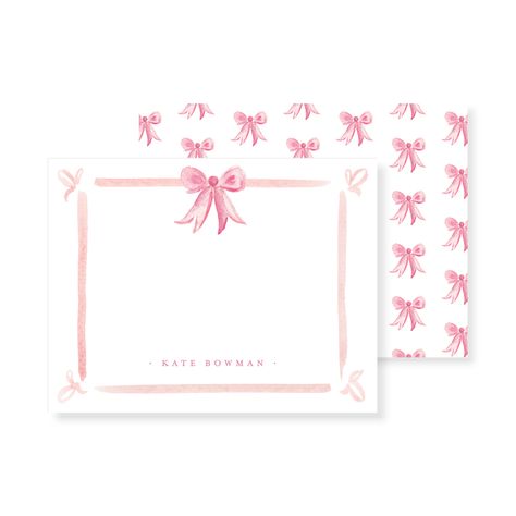 Pink Bow Personalized Stationery Set — Simply Jessica Marie Sweet Notes To Friends, Pink Chinoiserie, Personalized Stationery Set, Saying Hello, Personalized Stationary, 카드 디자인, Walmart Gift Cards, Bow Pattern, Sweet Notes