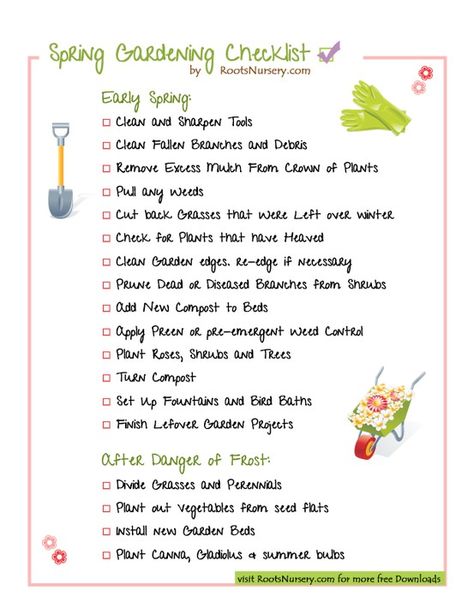 Too much to do? Download this spring gardening checklist (pdf) here: http://rootsnursery.com/spring-gardening-checklist Spring Garden Clean Up, Garden Prep For Spring, Garden To Do List, Garden Binder, Gardening Checklist, Gardening Veggies, Nursery Checklist, Gardening Essentials, Garden Checklist