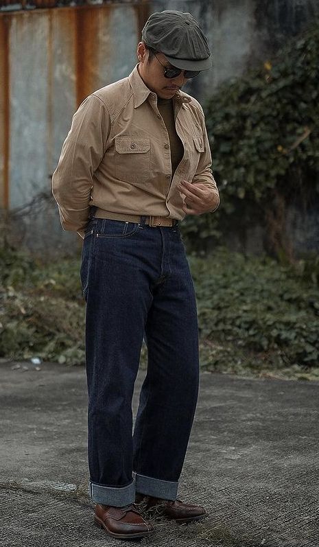 Japanese Worker Outfit, Mens Nautical Fashion, Vintage Workwear Outfit Men, Sailor Outfit Mens, Sailor Hat Outfit, Japan Workwear, Seagull Costume, Biker Style Men, Winter Vintage Outfits