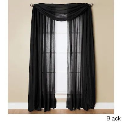 Valances - Bed Bath & Beyond Black Curtains Bedroom, Glam Curtains, Black Window Treatments, Sheer Curtains Bedroom, Black Sheer Curtains, Blinds For Windows Living Rooms, Drapery Treatments, Sheet Curtains, Window Scarf