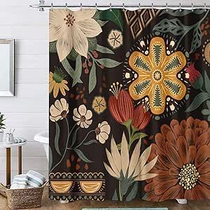 BBLYANU Boho Floral Shower Curtain Modern Mid Century Fabric Cloth Shower Curtains for Bathroom Decor Waterproof Floral Bathroom Shower Curtain Set with Hooks, 72x78 Inch Mid Century Fabric, Shower Curtain Modern, Curtains For Bathroom, Curtain Modern, Cloth Shower Curtain, Modern Art Styles, Floral Bathroom, Bathroom Shower Curtain Sets, Shower Rods