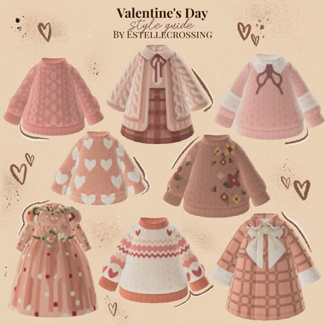 noelle from estelle on Instagram: “Classic pink vibes for Valentine’s Day coming up soon💕 •• *none of the designs are mine* If a design is yours let me know and I will tag…” Acnh Outfits, Clothes Codes, Acnh Cottagecore, Acnh Clothes, Animal Crossing 3ds, Animals Crossing, Animal Crossing Funny, Animal Crossing Guide, Acnh Codes