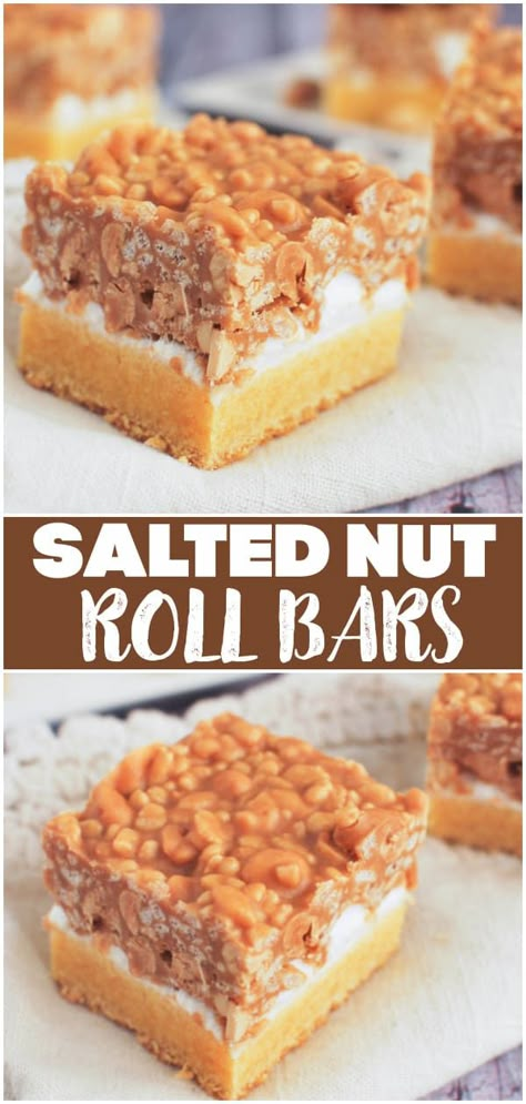 Salted Nut Roll Bars, Nut Roll Bars, Salted Nut Roll, Salted Nut Rolls, Nut Roll, Desserts Bars, Nut Rolls, Salted Nuts, Cake Mix Desserts