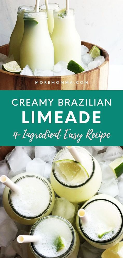 Brazilian Limeade, Graduation Bbq, Brazilian Lemonade, Limeade Recipe, Outdoor Gathering, Easy Drink Recipes, Easy Drinks, Lemonade Recipes, Brazilian Food