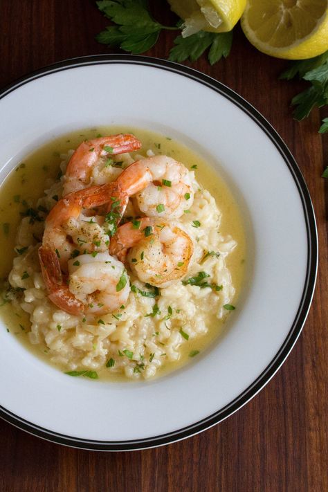 Shrimp Scampi Risotto, Scampi Risotto, Dinner On The Go, Scampi Sauce, Shrimp Risotto, Parmesan Risotto, Can Of Soup, Seafood Entrees, Risotto Rice