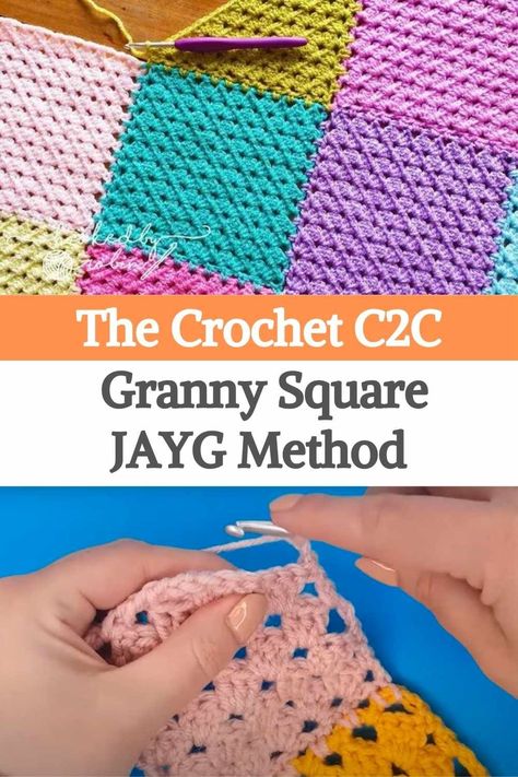 Corner To Corner Crochet Squares, Join As You Go C2c, How To Join C2c Squares Together, Join As You Go Crochet Blanket, Crochet Join As You Go, Corner To Corner Granny Square Blanket, Join As You Go Crochet Squares, C2c Granny Square Free Pattern, Join As You Go Granny Square