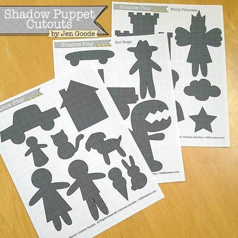 Print and cut out these fun shadow puppets. No matter if your looking for pretend play themes for boys or girls, there is tons of shapes to play with! There are 3 different themed shadow puppet pri... Shadow Puppet Templates Free Printable, Puppet Printable, Shadow Theme, Shadow Activities, Neon Paint, Shadow Theatre, Puppets For Kids, Play Sets, Puppet Theater