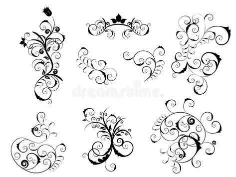 Set of victorian elements stock illustration