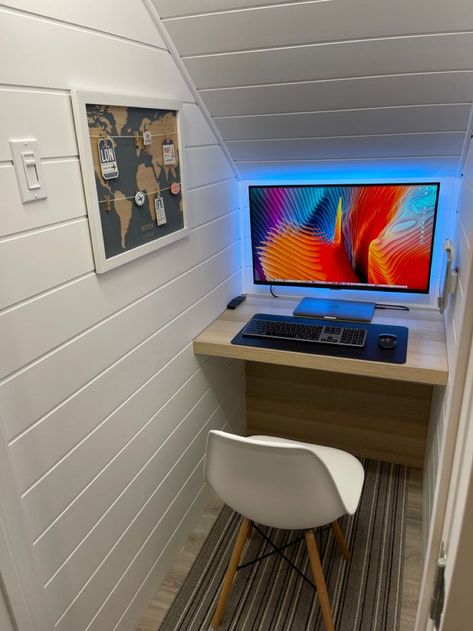 My mini office under the stairs Converting Space Under Stairs, Cupboard Under Stairs Office, Under Stairs Computer Desk, Basement Office Nook Ideas, Understairs Cupboard Office, Under Staircase Desk, Office Space Under Staircase, Under Stairs Closet Office Ideas, Small Office Ideas Home Nooks