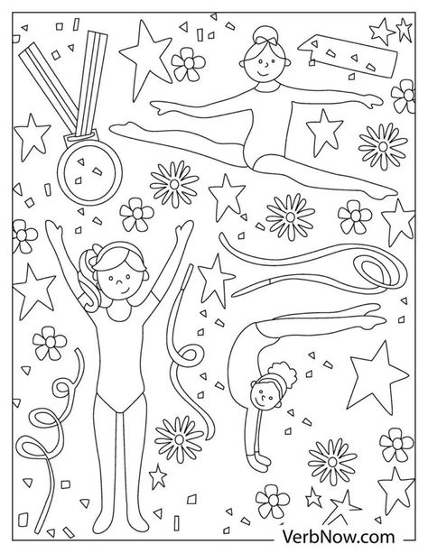 Free GYMNASTICS Coloring Pages & Book for Download (Printable PDF) - Gymnastics Coloring Pages, Summer Olympics Activities, Olympics Activities, Ocean Coloring Pages, Keeping Kids Busy, How To Teach Kids, Art Therapy Activities, Easter Coloring Pages, Easter Colouring