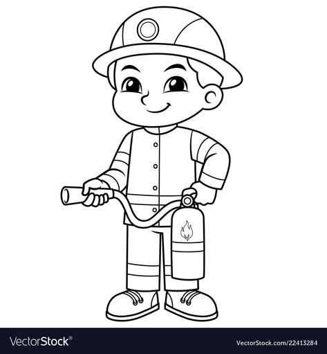 Fire Fighter, Fire Extinguisher, Firefighter, Vector Images, Coloring Pages, Spray, Colouring Pages